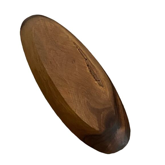 Olive Wood Small Oblong Dish VTG Tray Appetizer Dipping Sauce Jewelry Catchall - Picture 4 of 5